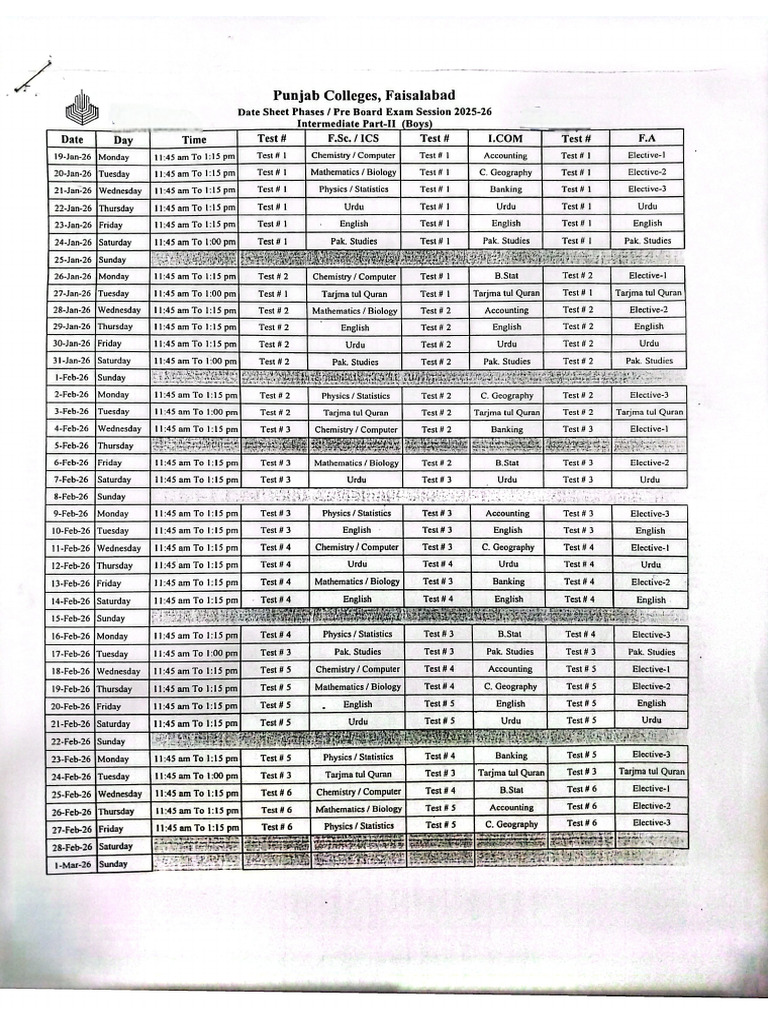 Date Sheet | PDF