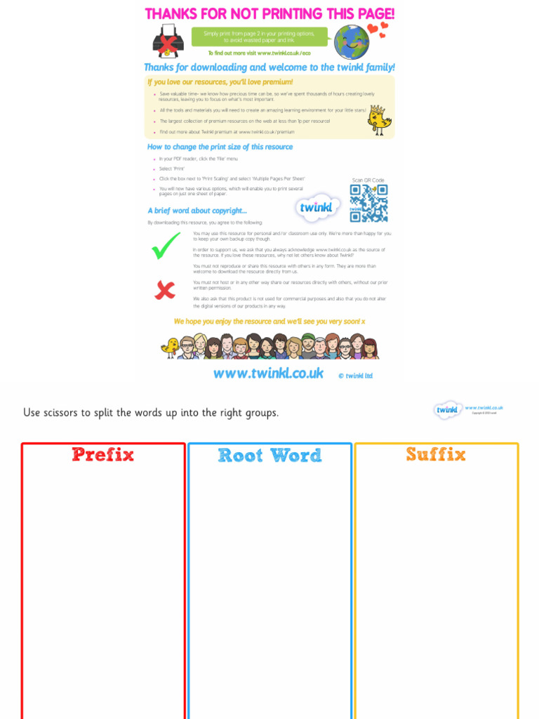 T L 997 Prefix Suffix and Root Word Sorting Activity | PDF
