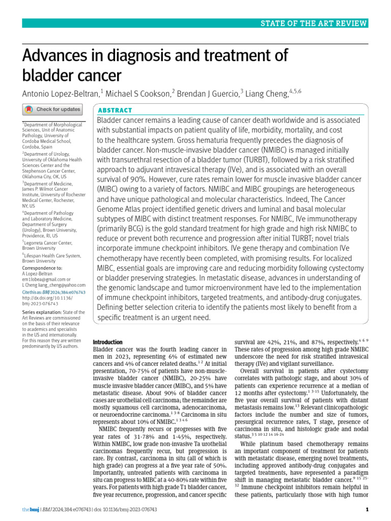 2023-Advances in Diagnosis and Treatment of Bladder Buli | PDF | Cancer ...