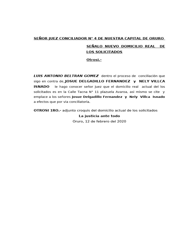 Solicite Se Notifique Nuevo Domicilio | PDF