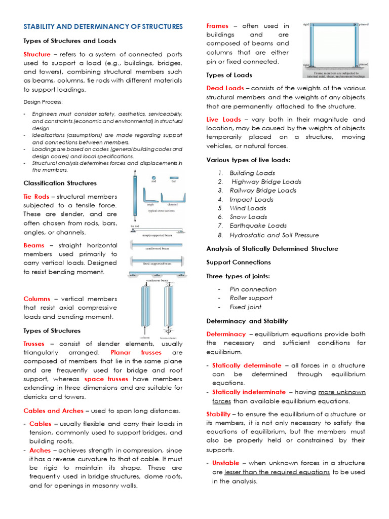 Stability and Determinancy of Structures | PDF | Truss | Structural Load