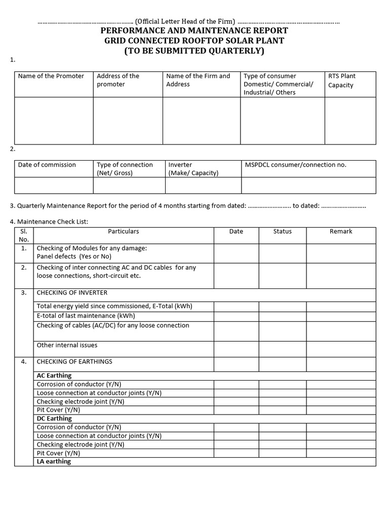 Maintenance Report Latest 2019 | PDF | Photovoltaic System ...
