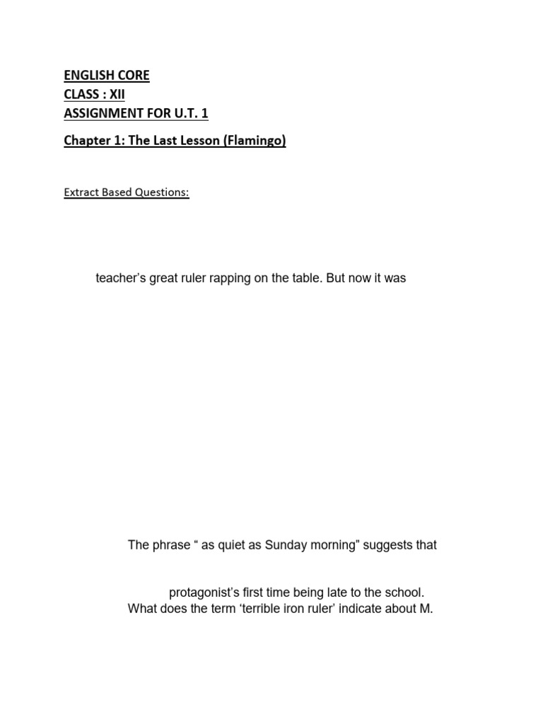 English Revision Assigment For UT 1 | PDF