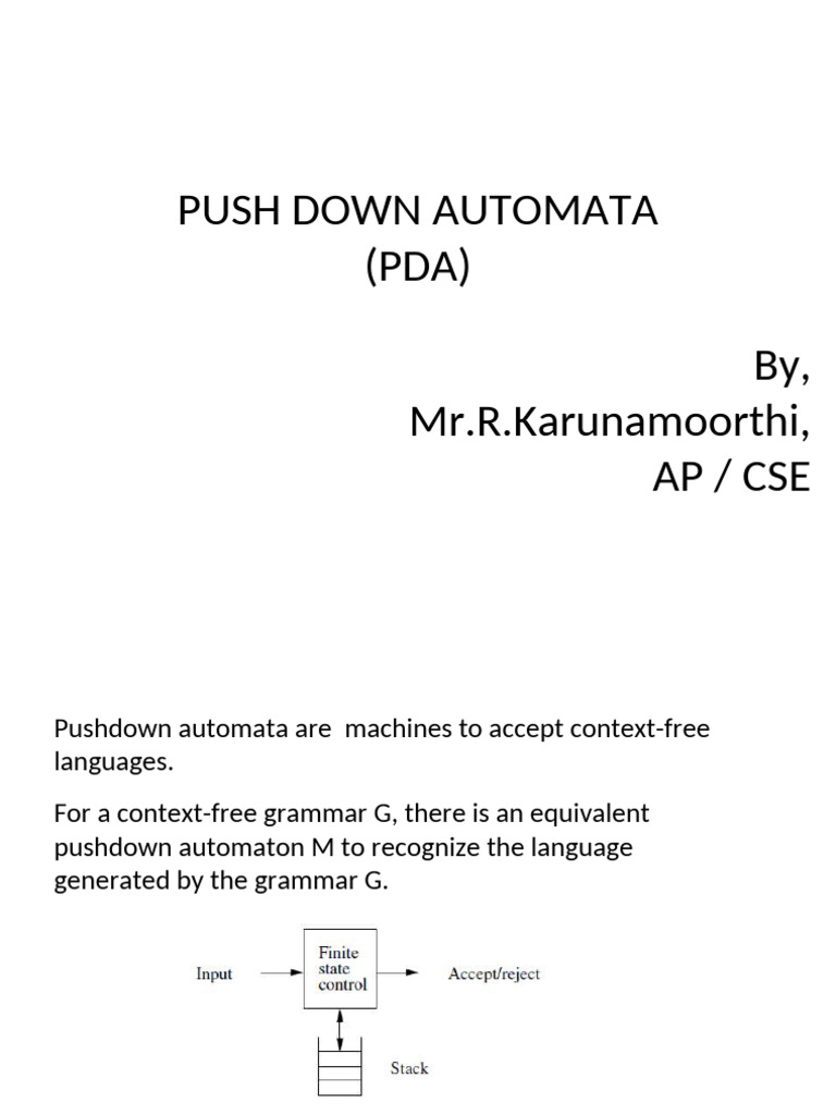 Push Down Automata | PDF | Syntax (Logic) | Metalogic