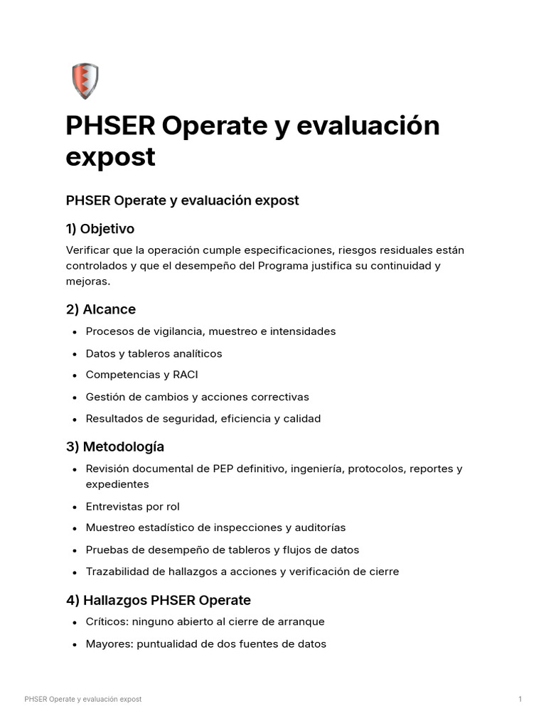 OPERATE PHSER Operate y Evaluacin Expost | PDF