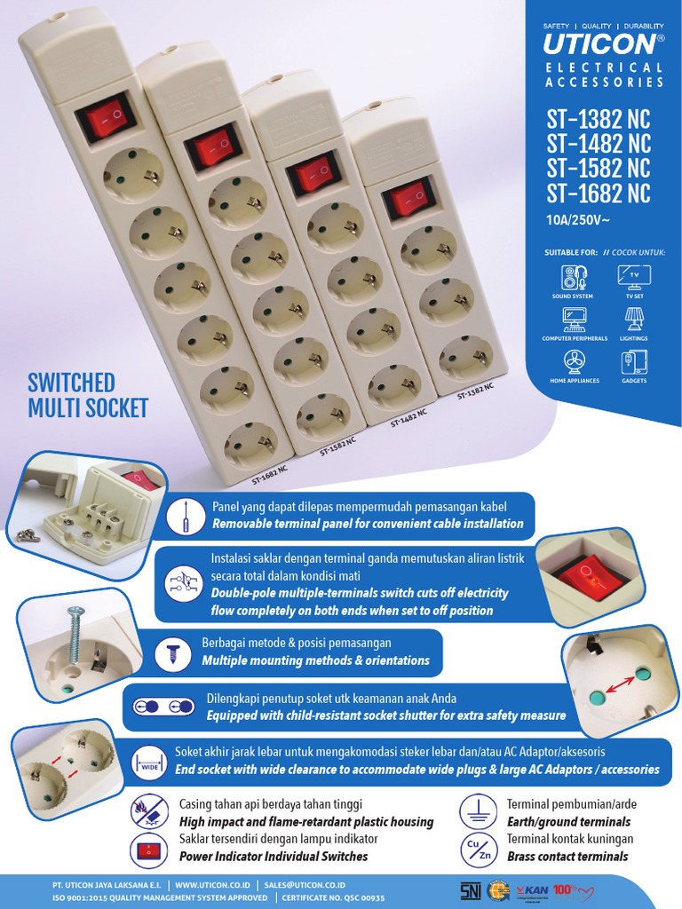 UTICON Switch Multi Socket | PDF | Electrical Connector | Electrical Wiring