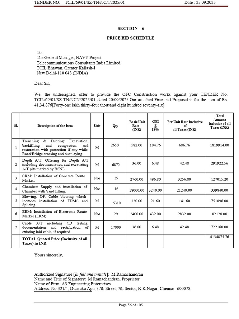 A3engineeringenterprises - Tender Price Quotation | PDF