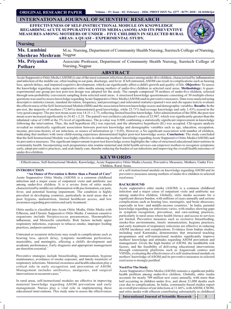 Effectiveness of Selfinstructional Module on Knowledge Regarding Acute ...