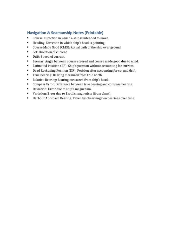 Navigation Notes Printable | PDF