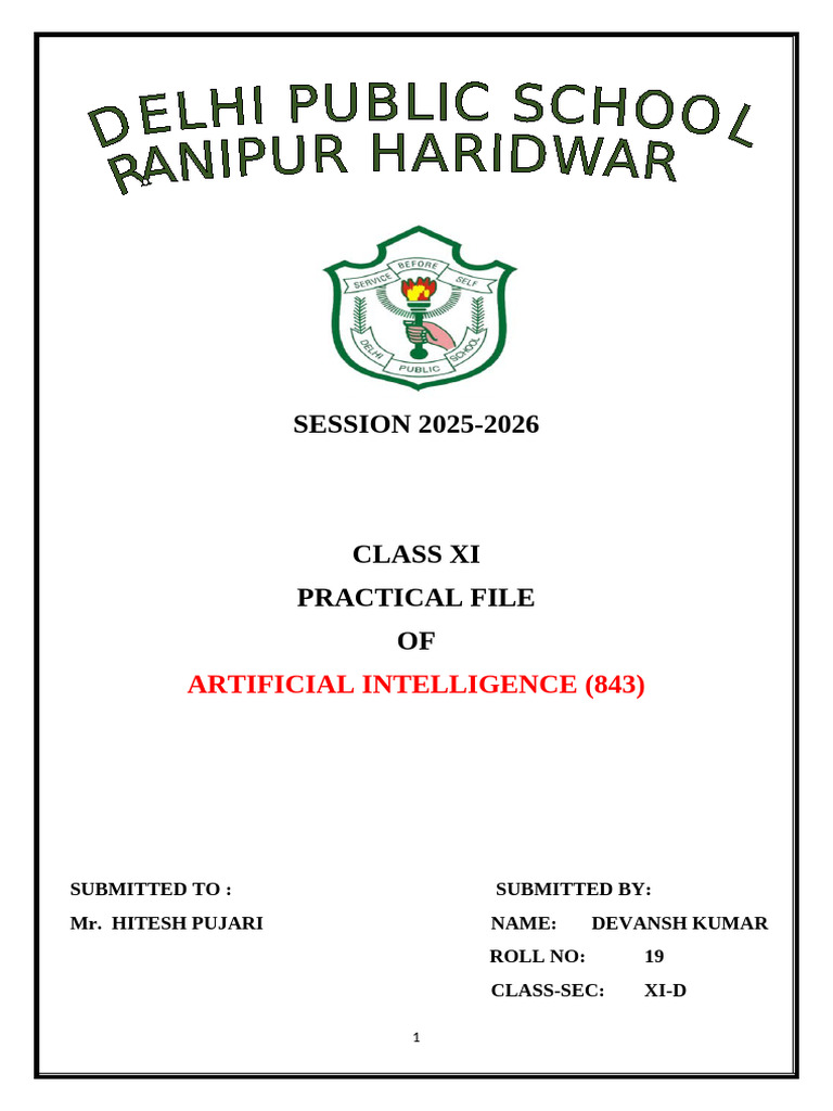 Practical File Class XI 2025 | PDF | Matrix (Mathematics) | Artificial ...