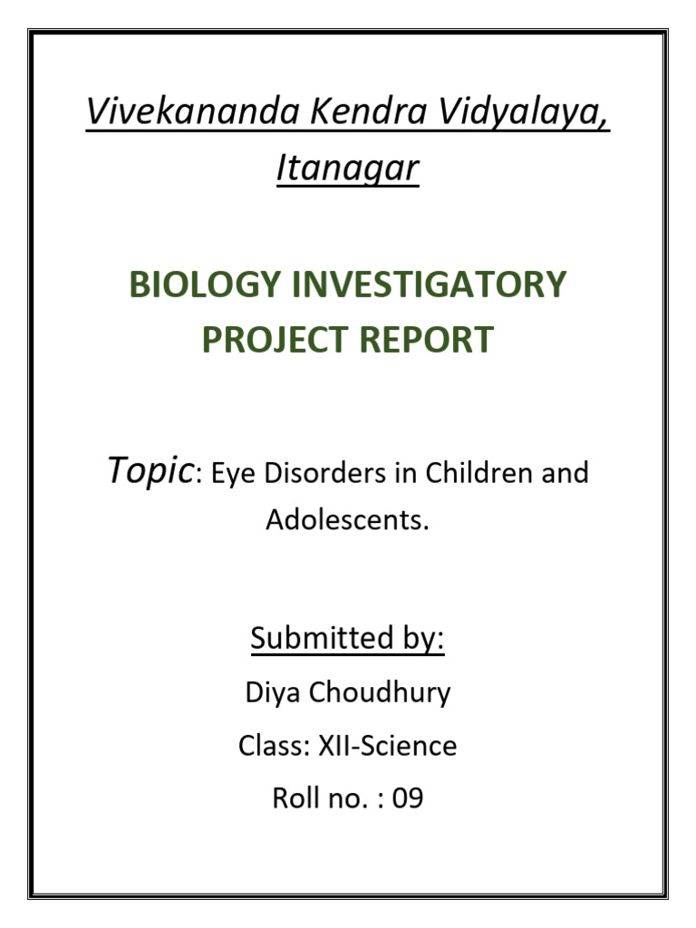 Biology Investigatory Project On Eye Diseases | PDF | Human Eye | Eye
