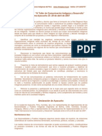 Conclusiones Del IV Taller de Comunicación Indígena y Desarrollo