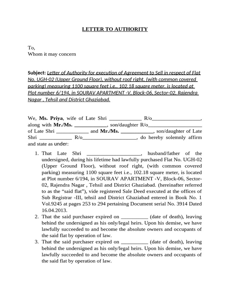 Letter of Authorty - To Execute ATS | PDF | Natural Resources Law ...