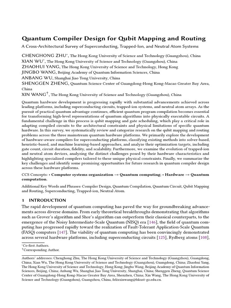 Quantum Compiler Design For Qubit Mapping and Rout | PDF | Quantum ...