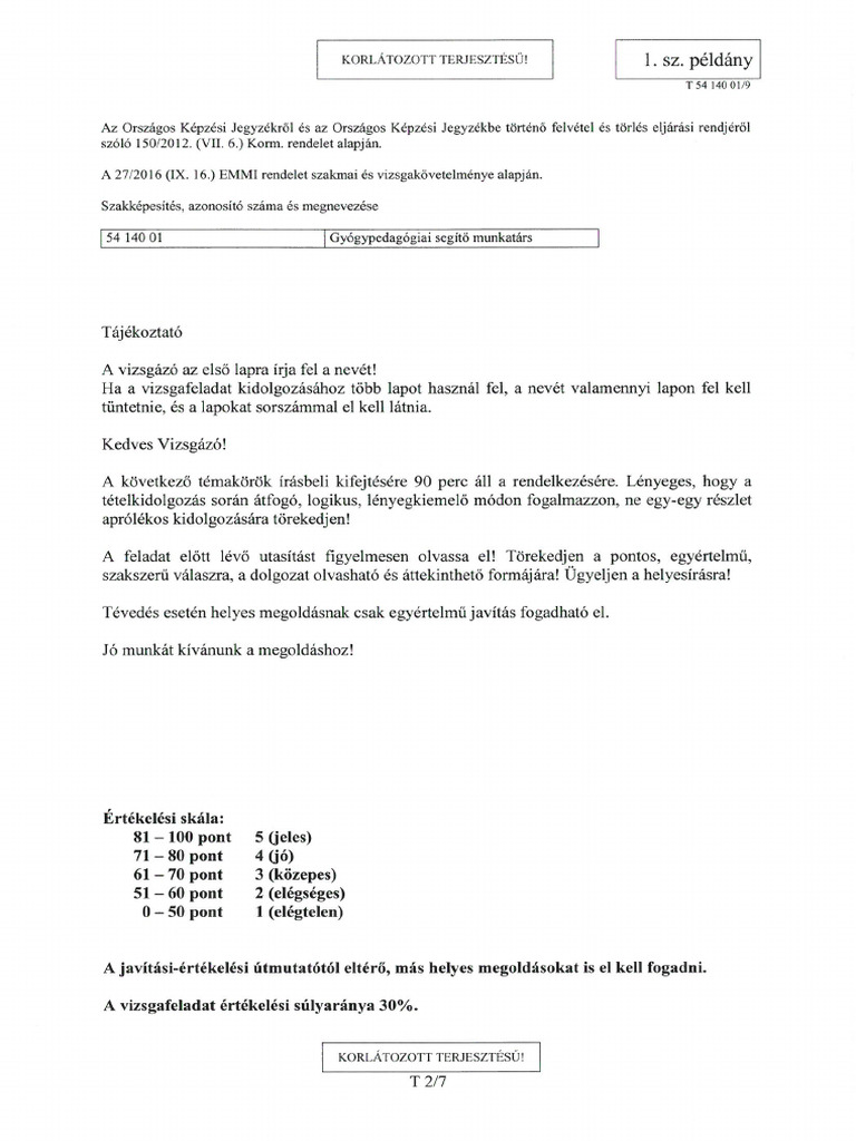 54 140-01-9 Gyogypedagogiai Segito Munkatars Feladat Es Megoldas ...