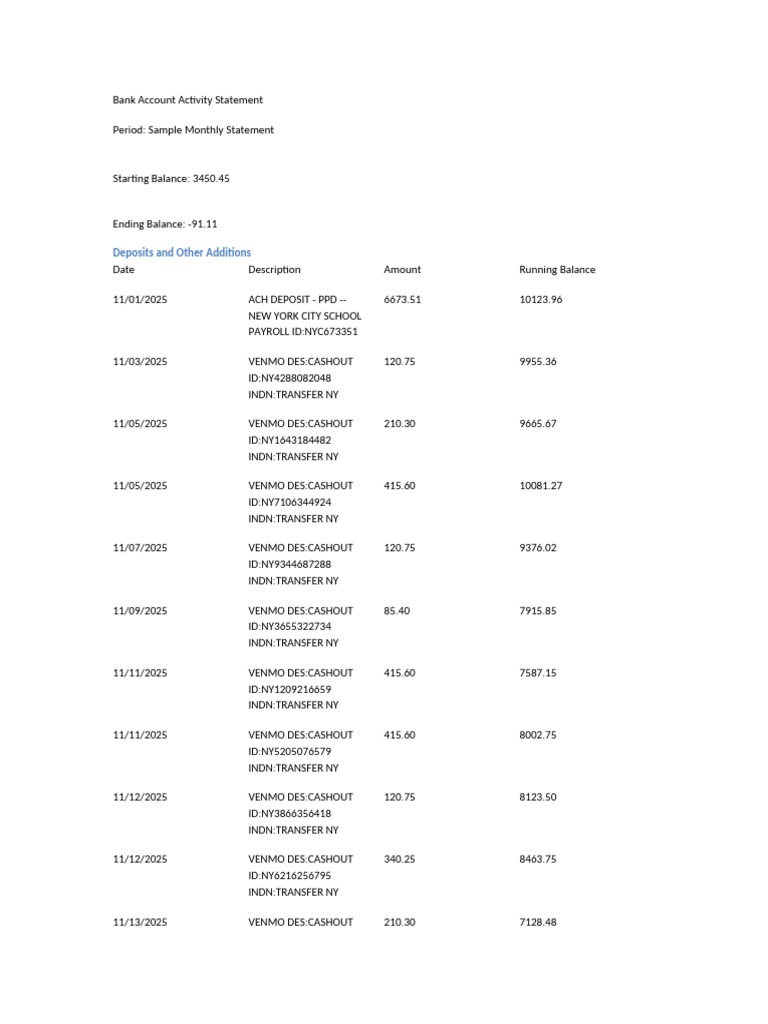 NY Adjusted Bank Statement Separated | PDF | Service Industries ...