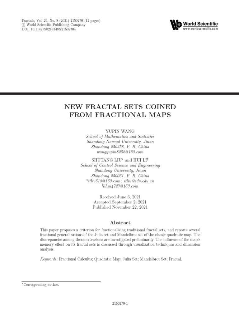 New Fractal Sets Coined From Fractional Maps | PDF | Fractal | Summation