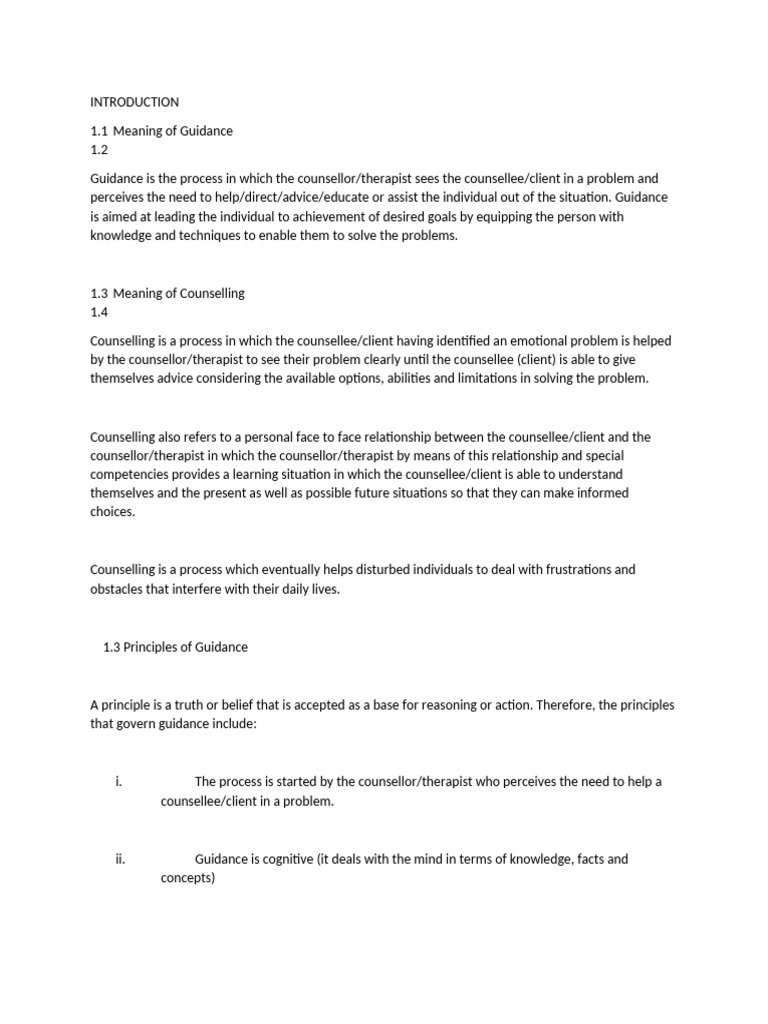 Epsc 331 Principles of Guidance and Counseling | PDF | Psychological ...