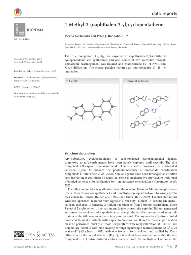 Synthesis - Crystal Structure - RPI 2023 | PDF | Tetrahydrofuran ...