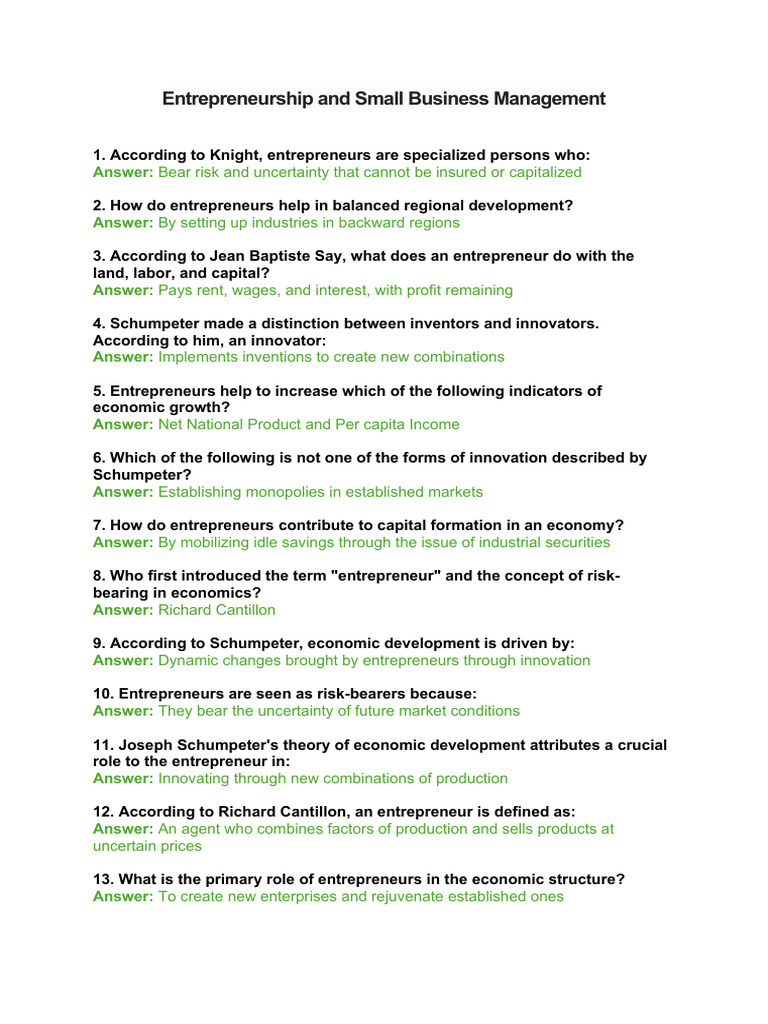 Entrepreneurship and Small Business Management | PDF | Entrepreneurship ...