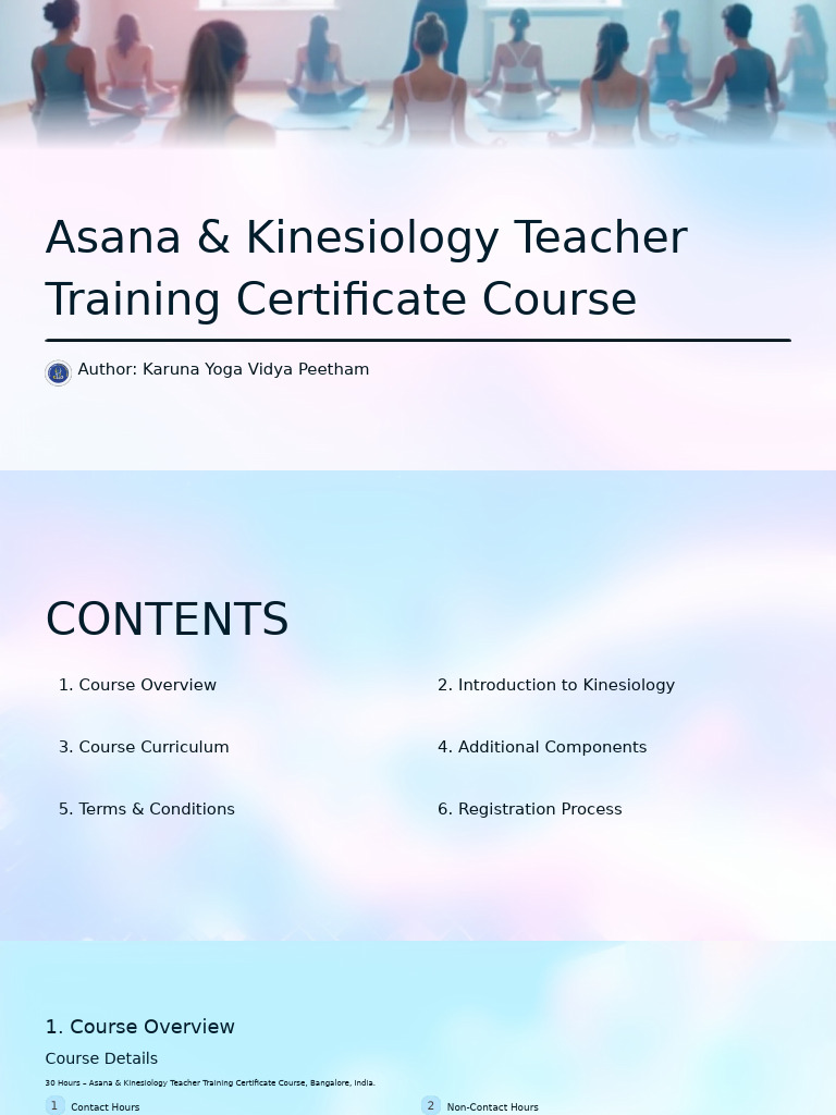 Asana & Kinesiology Teacher Training Certificate Course | PDF | Yoga ...
