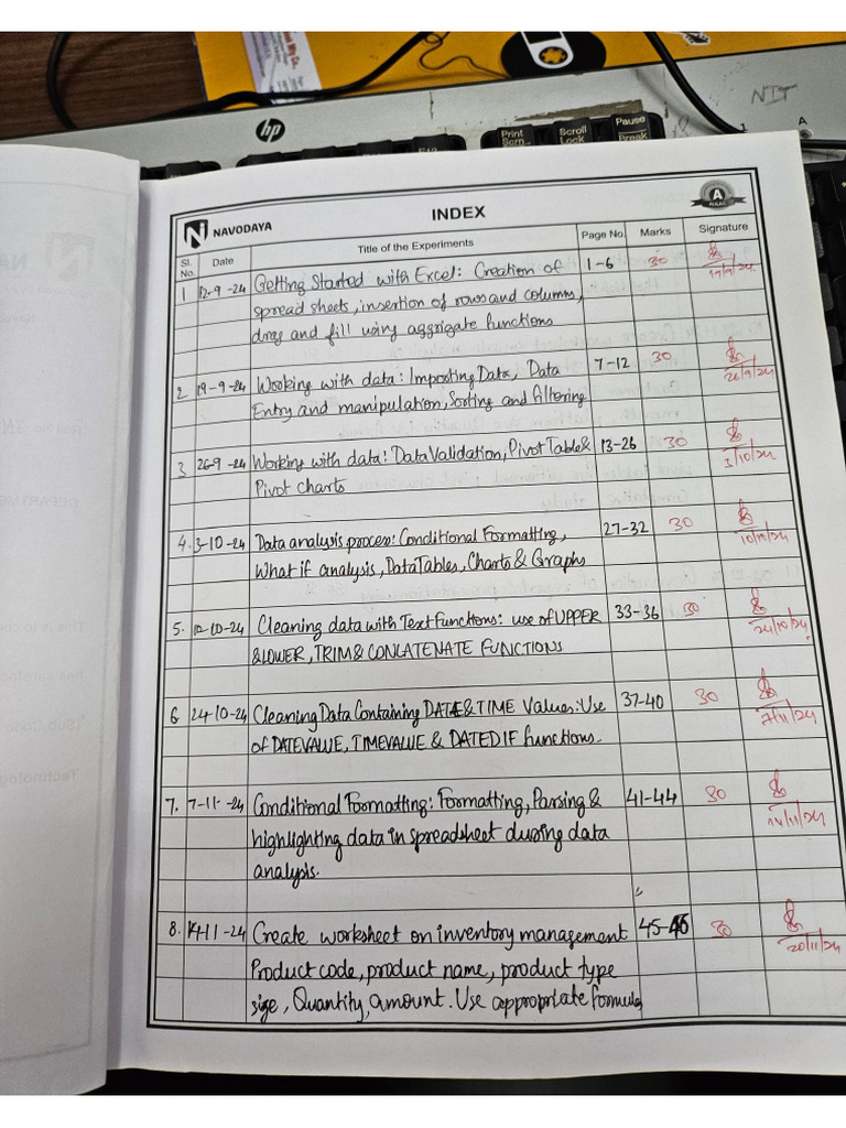 Excel Lab Record | PDF