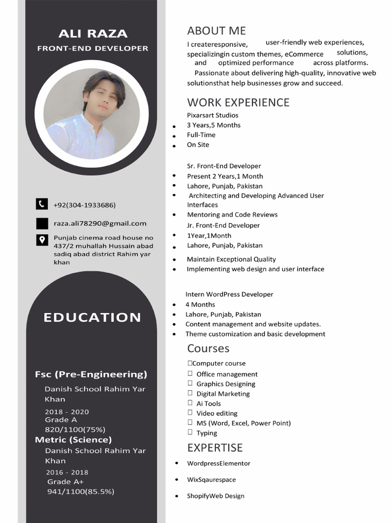 Ali Raza Front-End Developer-1 PDF | PDF