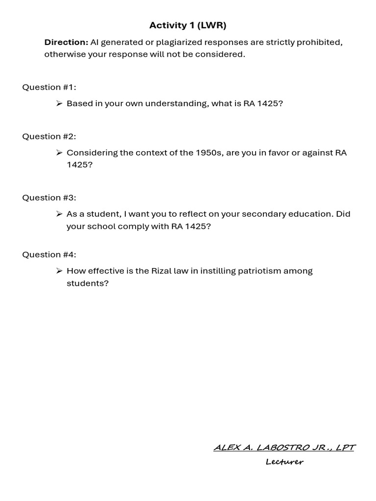 Activity 1 (LWR) | PDF