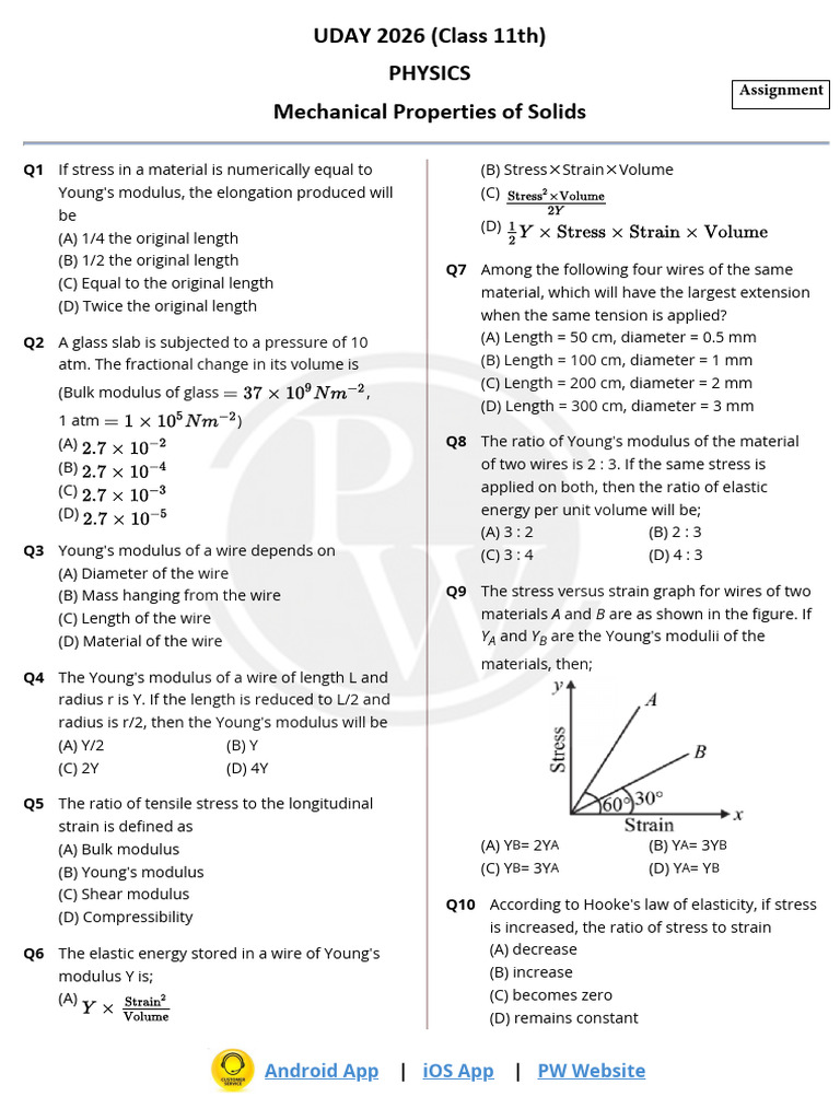 Mechanical Properties of Solids - Assignment | PDF | Young's Modulus ...