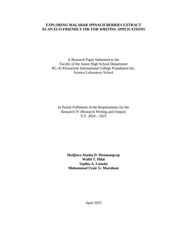 Research-2024-2025 AKIC FINAL | PDF | Ink | Pigment