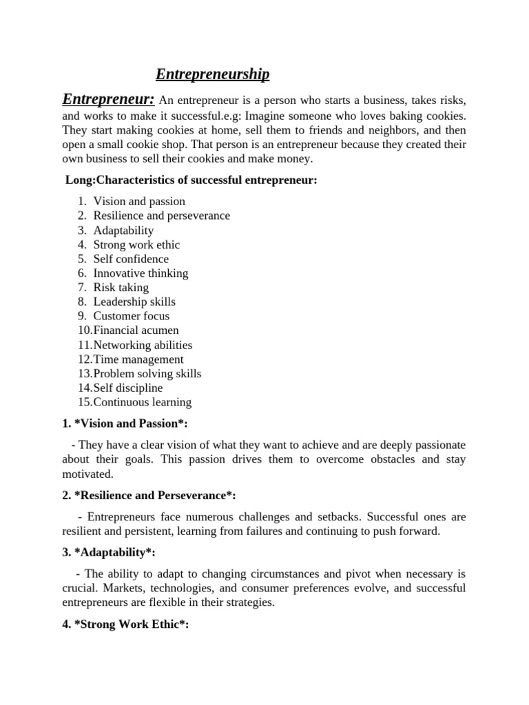 Entrepreneurship notes | PDF | Entrepreneurship | Innovation