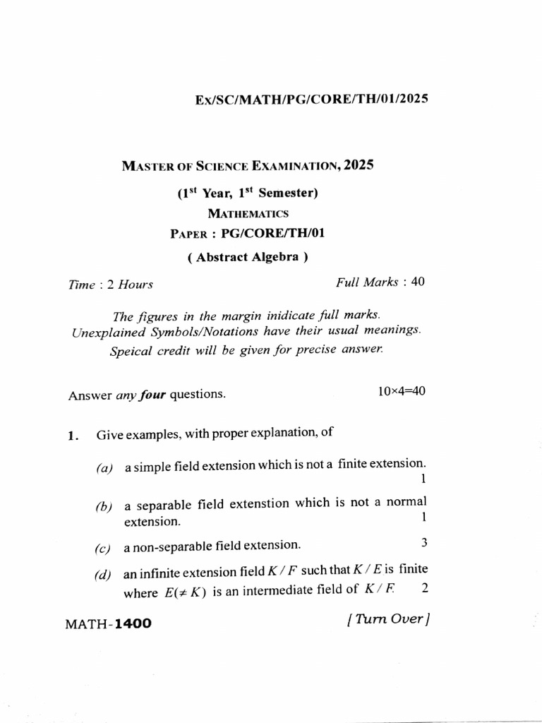 2025 Pyq | PDF | Field (Mathematics) | Compact Space