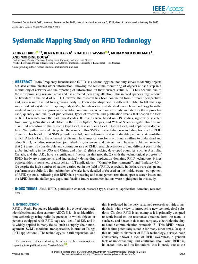 Systematic Mapping Study On RFID Technology | PDF | Radio Frequency ...