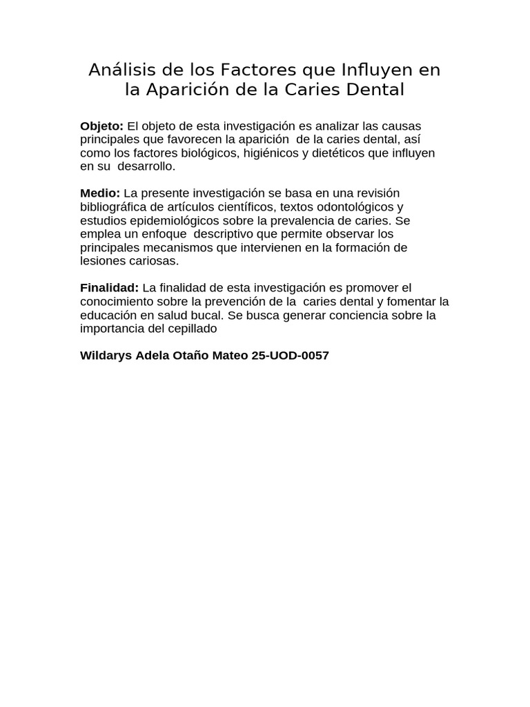 Análisis de Los Factores Que Influyen en La Aparic | PDF