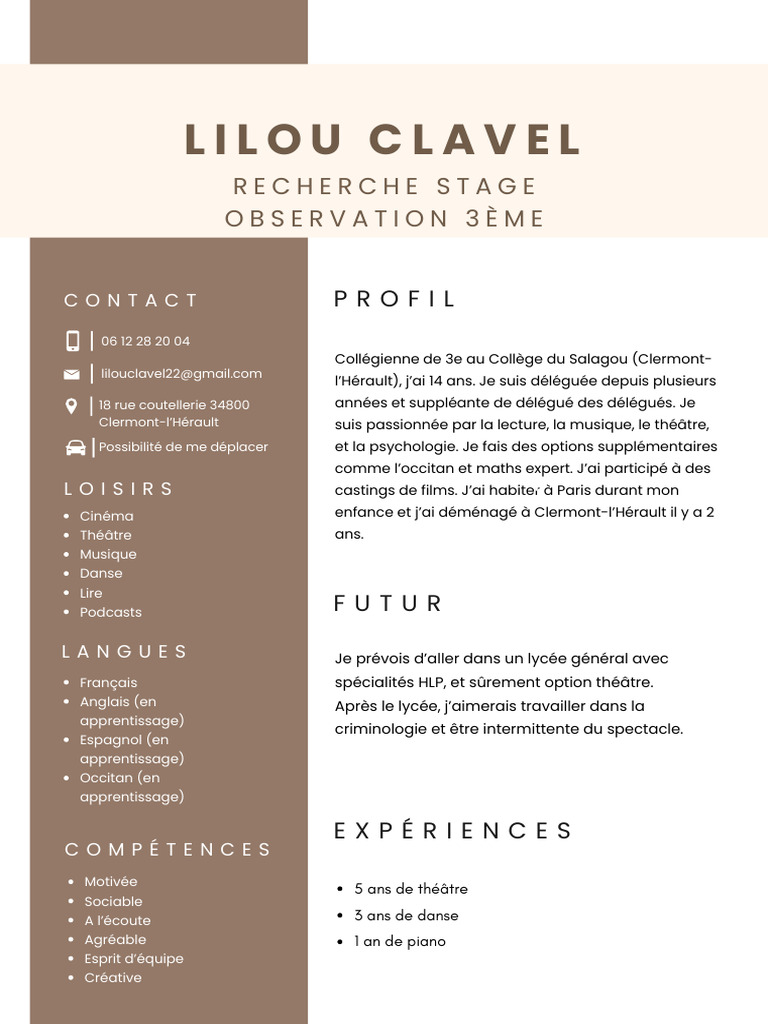 Marron Beige Blanc Simple CV Marketing Moderne | PDF