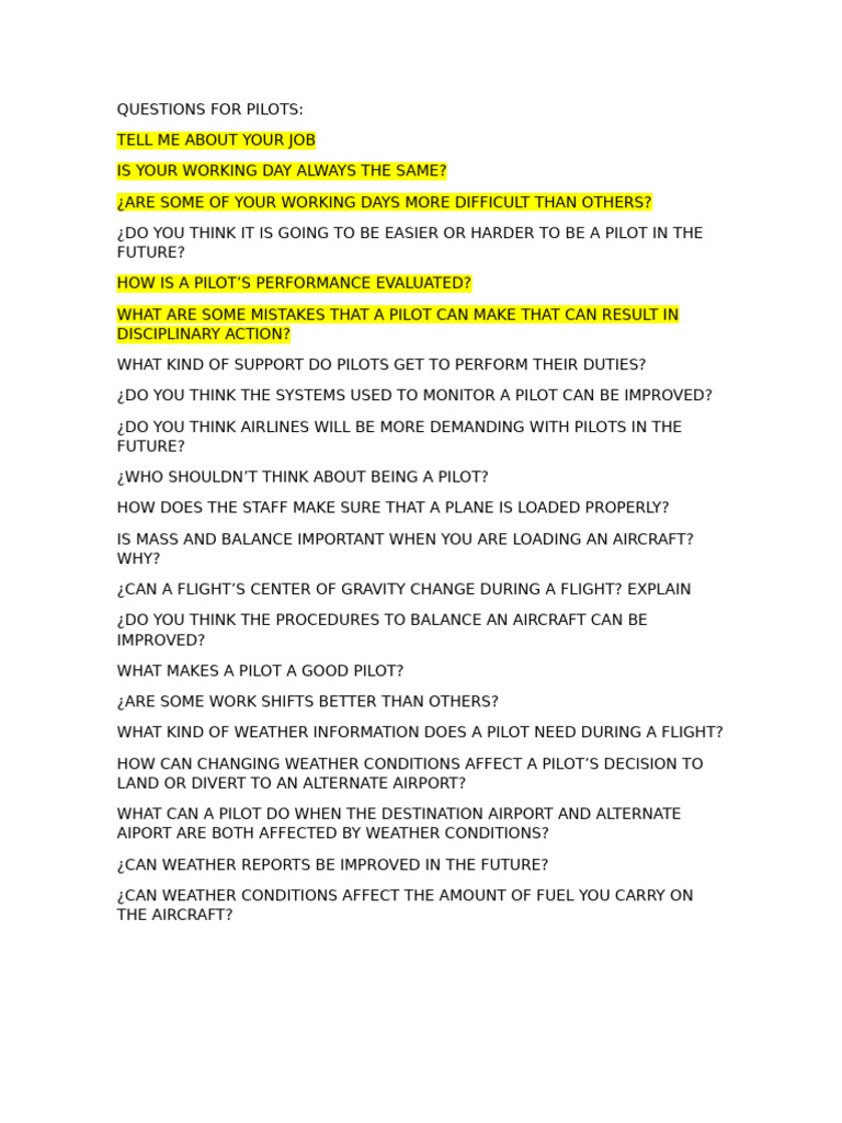 Questions For Professional Pilots | PDF
