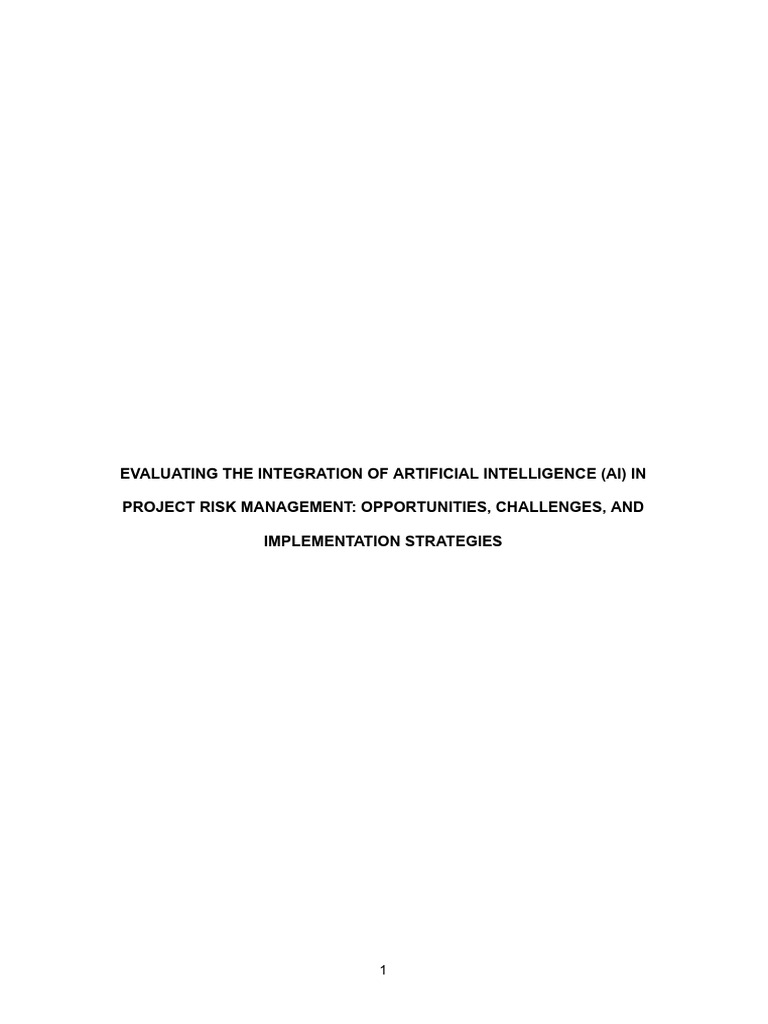 Artificial Intelligence (Ai) in Project Risk Management | PDF ...