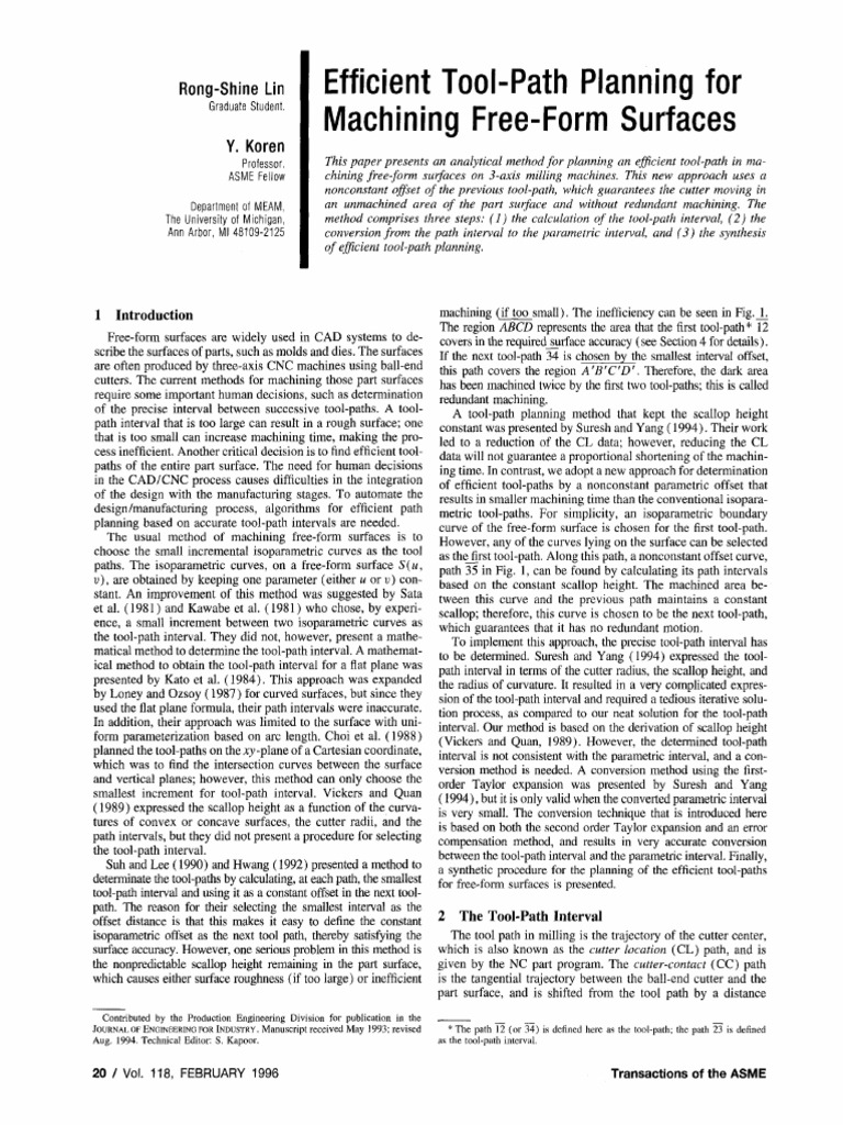 Efficient Tool-Path Planning For Machining Free-Form Surfaces | PDF ...