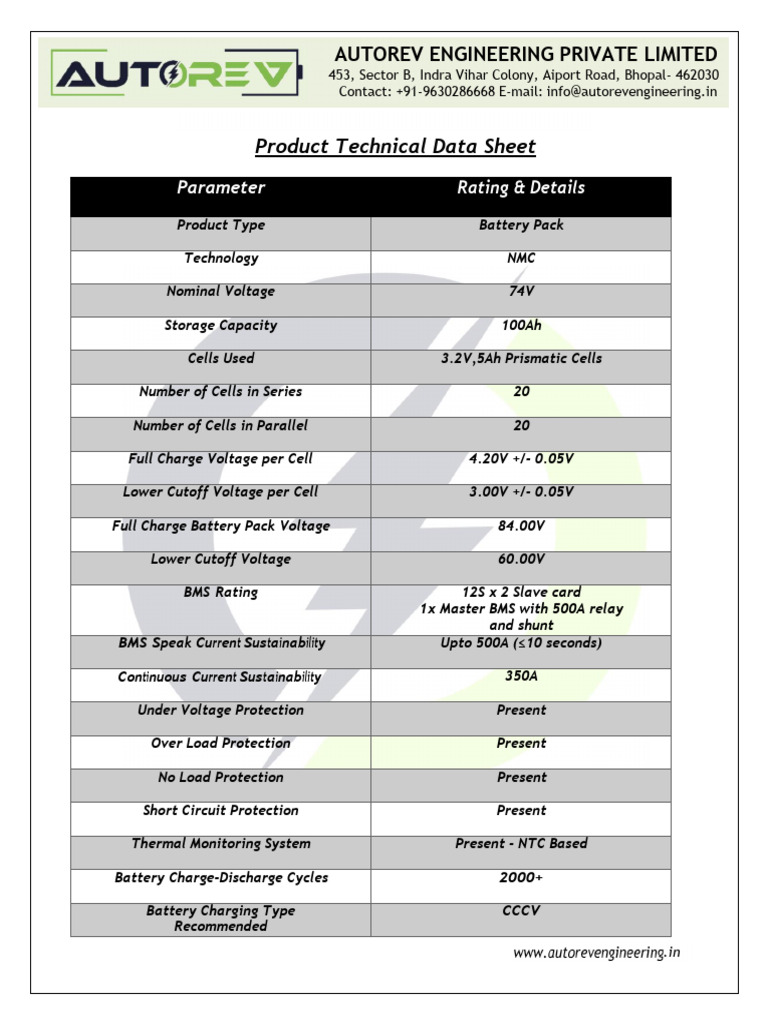 72V, 100ah NMC Battery Pack With Ghost BMS | PDF | Electricity ...
