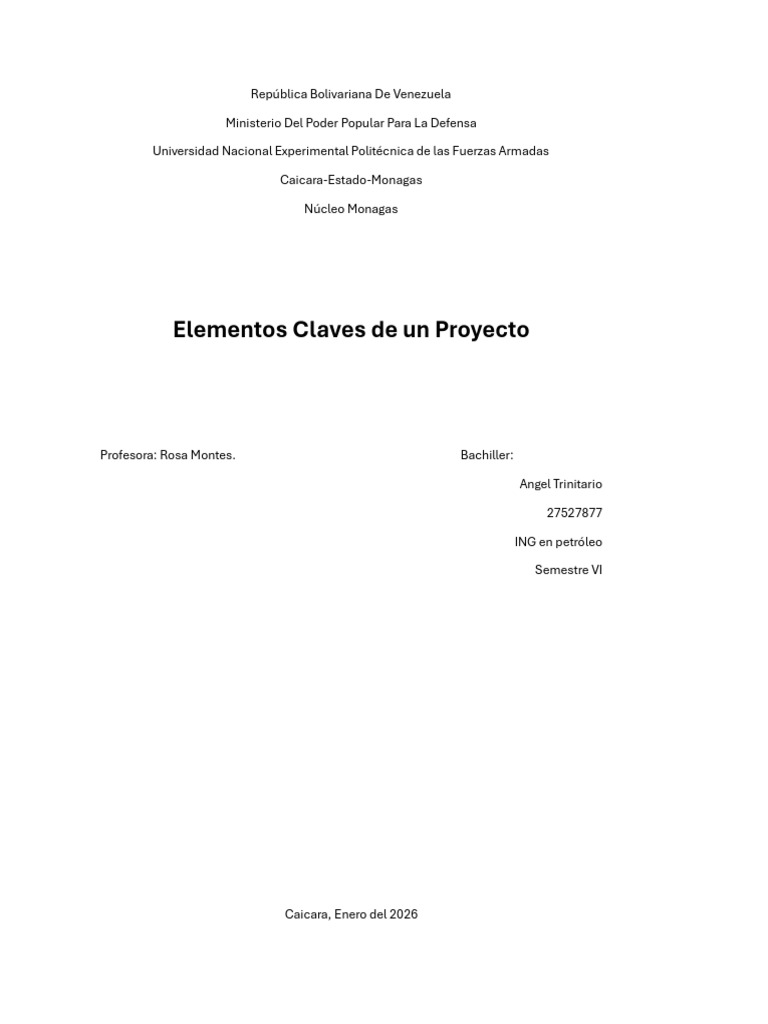 Elementos Clave de Un Proyecto | PDF | Planificación