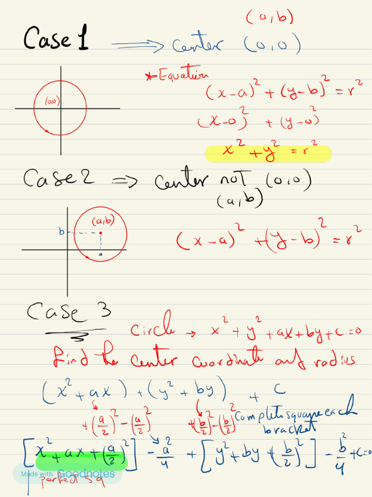 Circle - Notes - Cases and Line Intersect | PDF