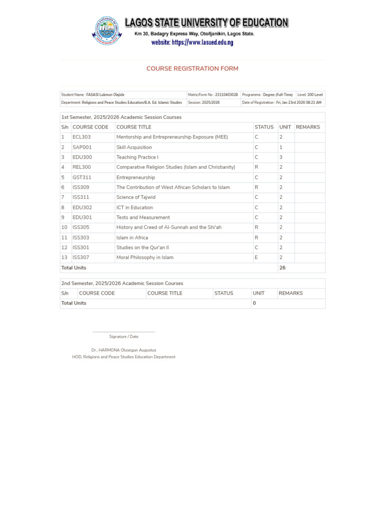 Course Registration Form _ 23110403028 (6) | PDF | Abrahamic Religions ...