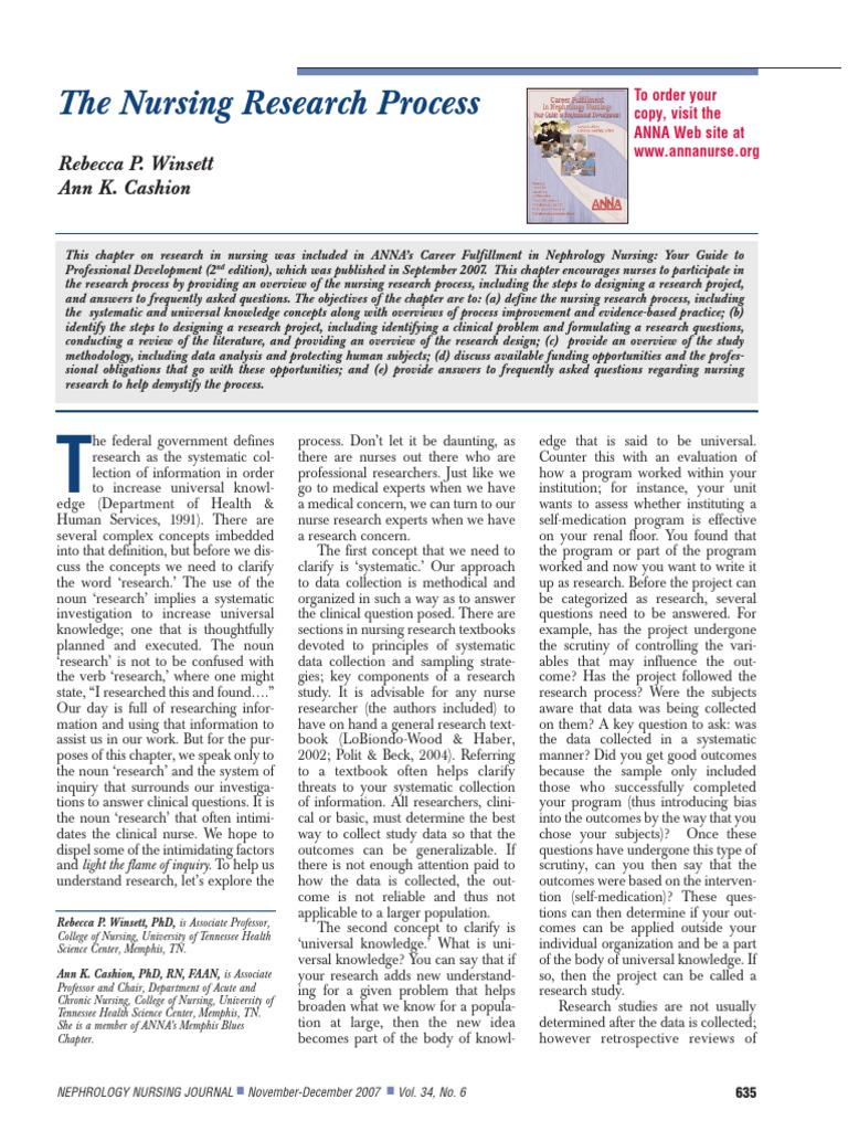 The Nursing Research Process | PDF | Methodology | Institutional Review ...