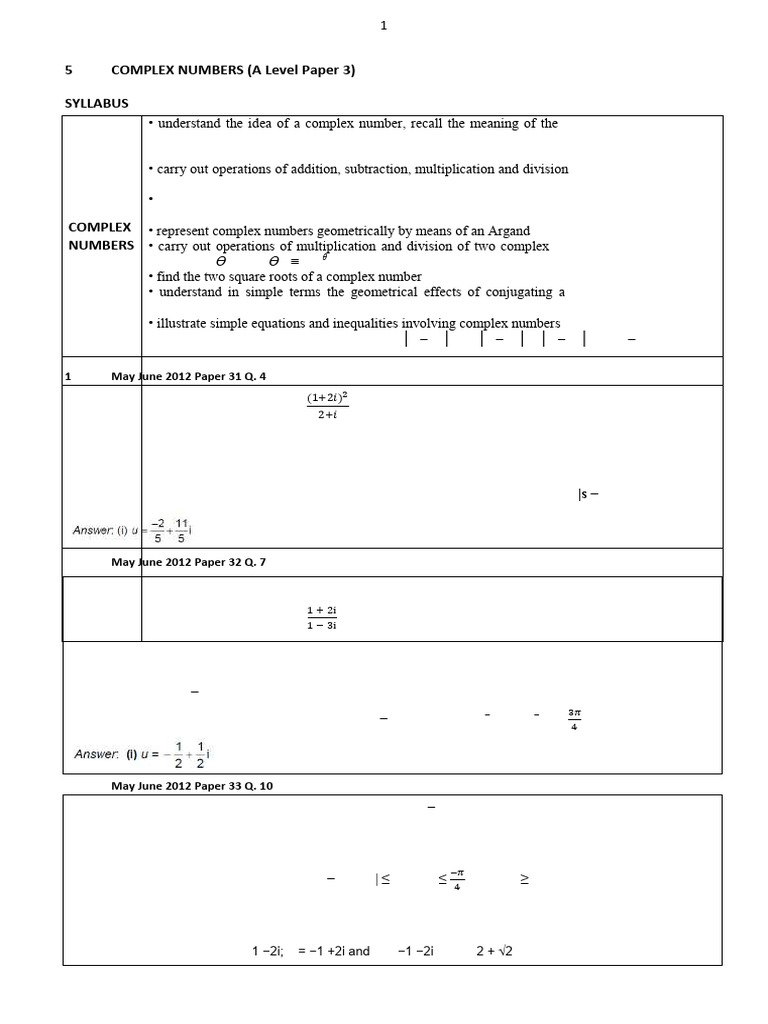 5-Complex numbers pdf | PDF | Complex Number | Multiplication