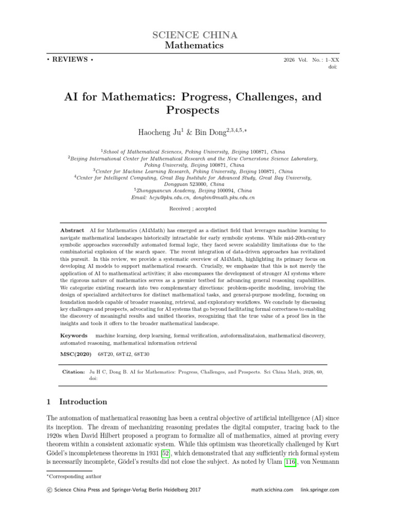 AI For Mathematics. Progress, Challenges, and Prospects | PDF ...