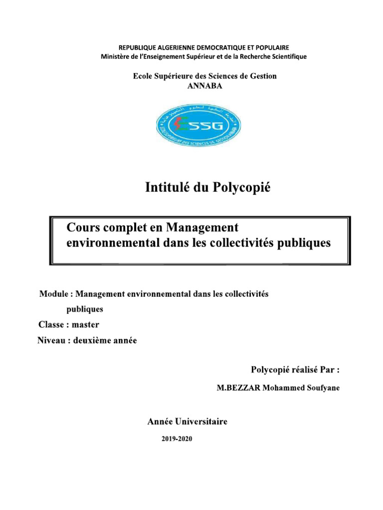 Cours Complet en Management Dr. Mohammed Soufyane BEZZAR | PDF | Forêt ...