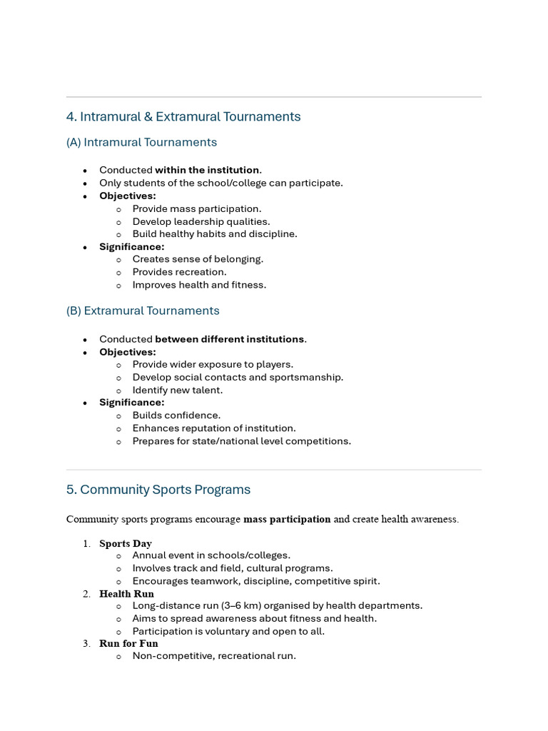 Intramural & Extramural Tournaments | PDF