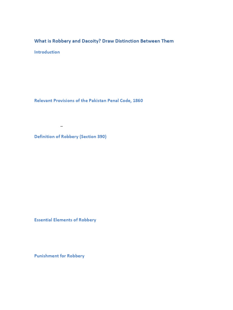 Robbery_vs_Dacoity_PPC_Assignment_Complete | PDF | Robbery | Crimes