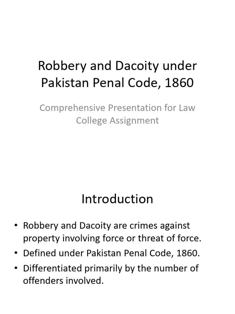 Robbery Vs Dacoity Presentation PPC | PDF