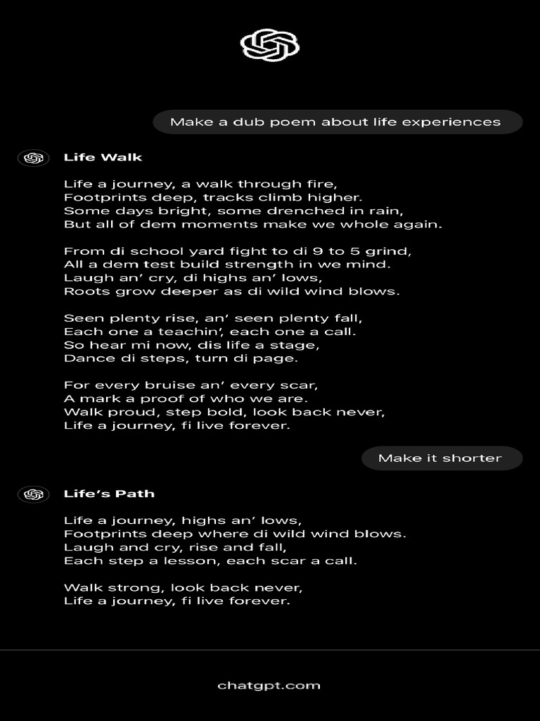 Dub Poem On Life | PDF